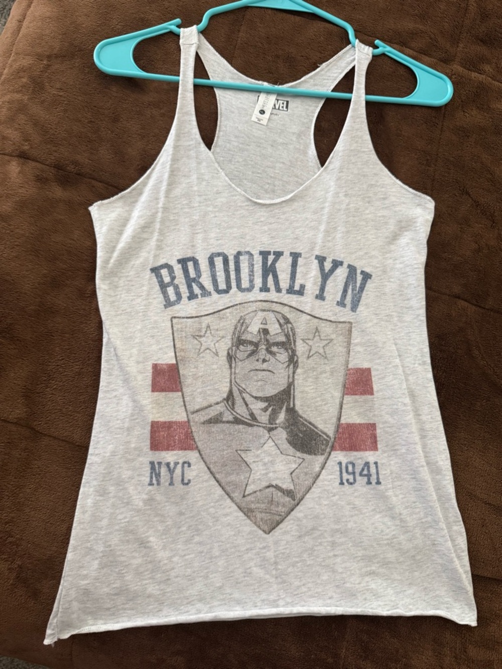 Marvel Light Gray Racerback Tank with Black Logo